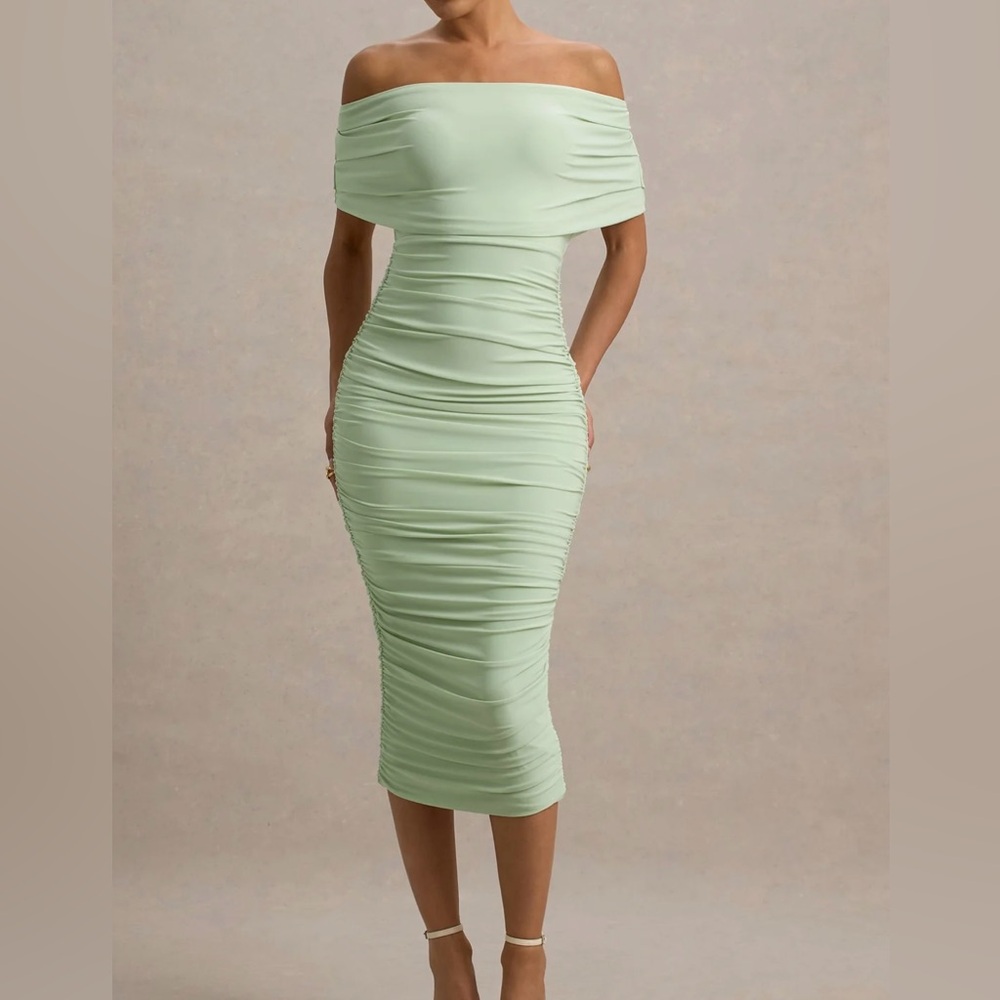 Club L London Off the Shoulder Midi Dress
